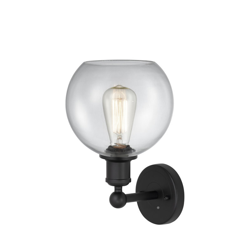 Ellington Steel Armed Sconce, Clear, Matte Black