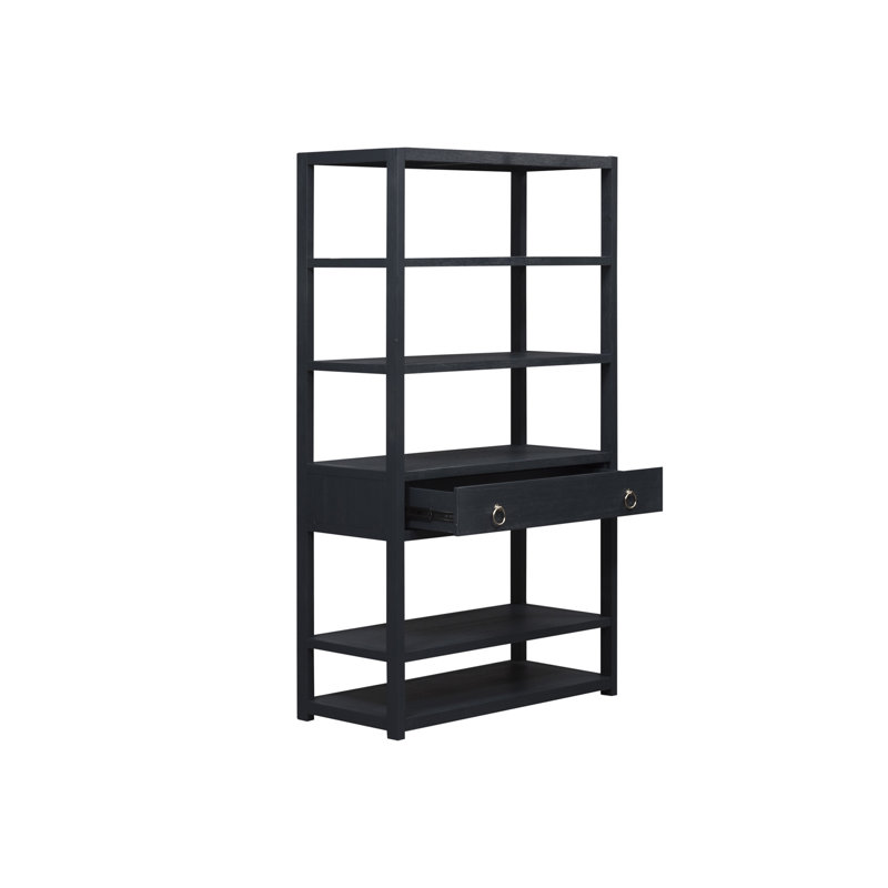 Ballentine 39'' Accent Bookcase w/ 6 Shelves & 1 Drawer, Navy Blue