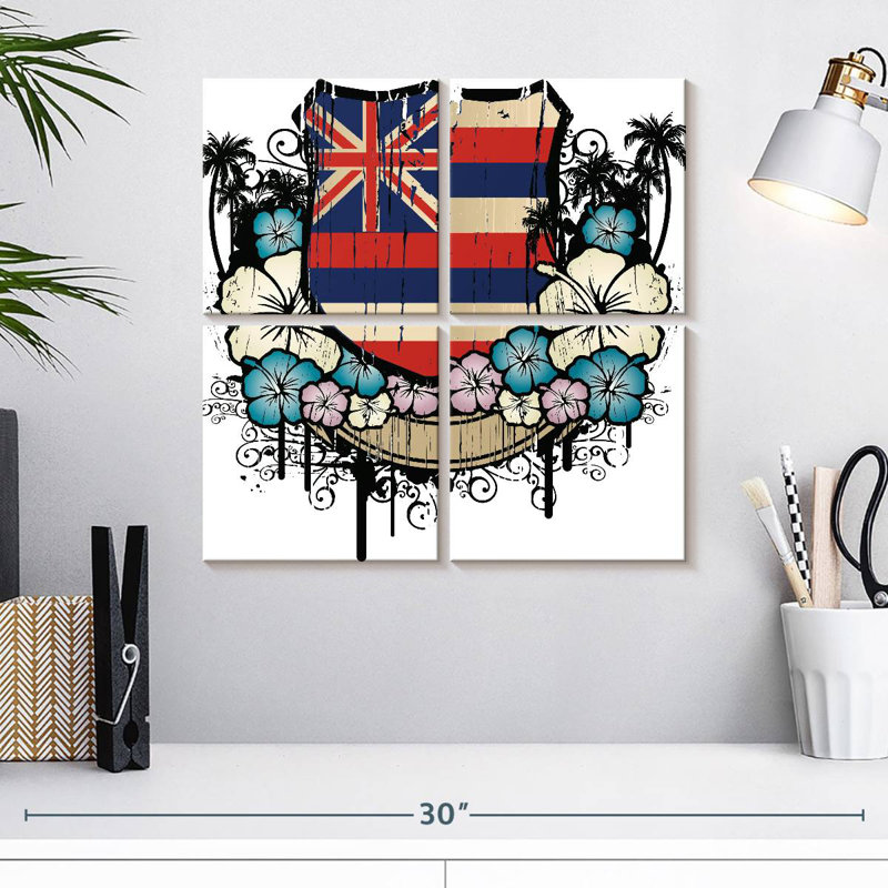 Drapeau floral Borges Hawaii, H 18 po x l 18 po