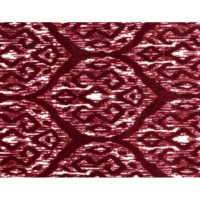 Red and White Ikat Printed Washable Non Skid Area Rug, Rectangle 2' x 2'3"