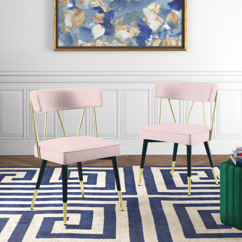Chaise d'appoint en velours Jeudi, Velours rose
