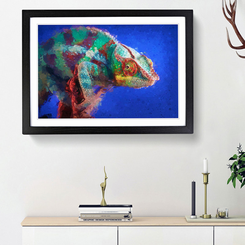 A Chameleon in Abstract - Picture Frame Graphic Art Print, Black Framed, 27cm H x 36cm W x 2cm D