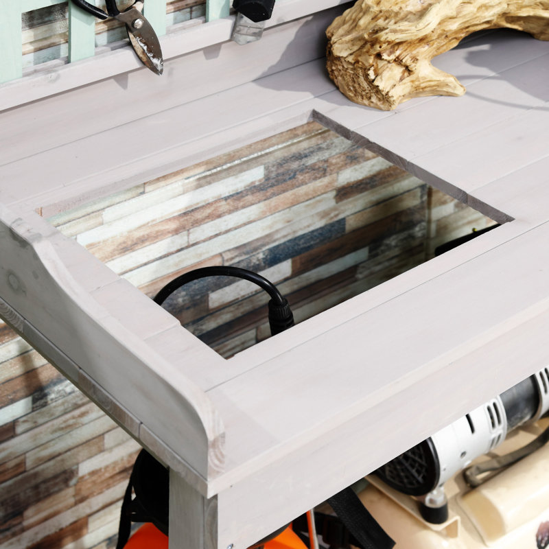 Table d'extérieur en bois avec lavabo amovible Outsunny