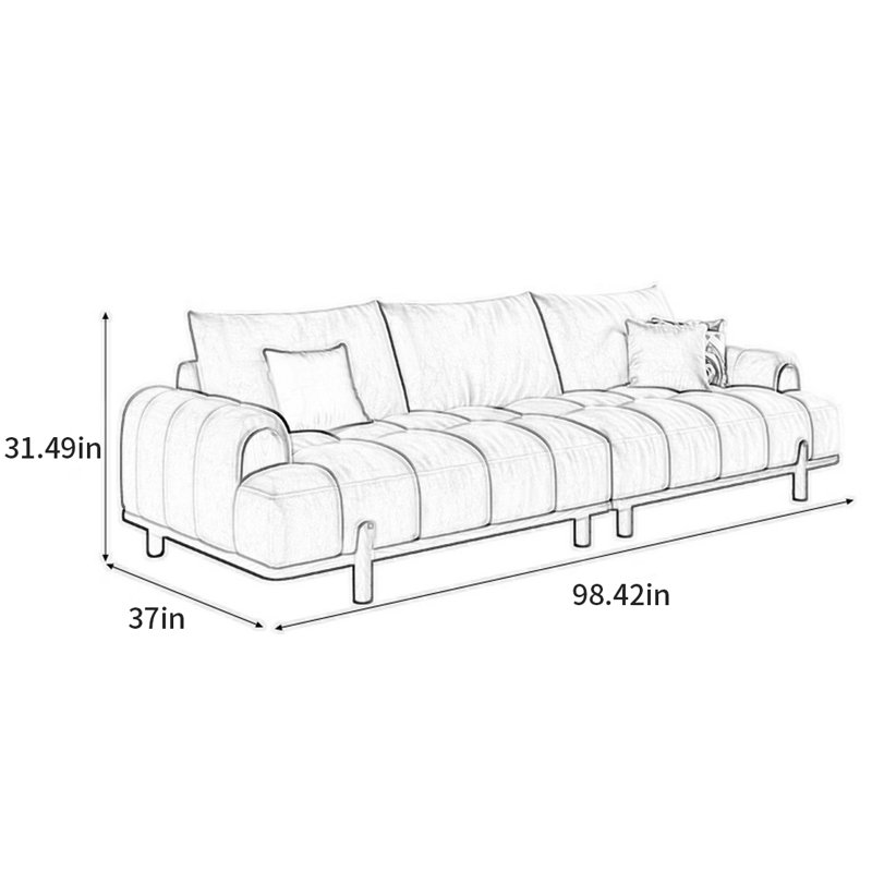 Canapé moderne de style français, H 31,49 po x l 98,42 po x P 37 po, 3