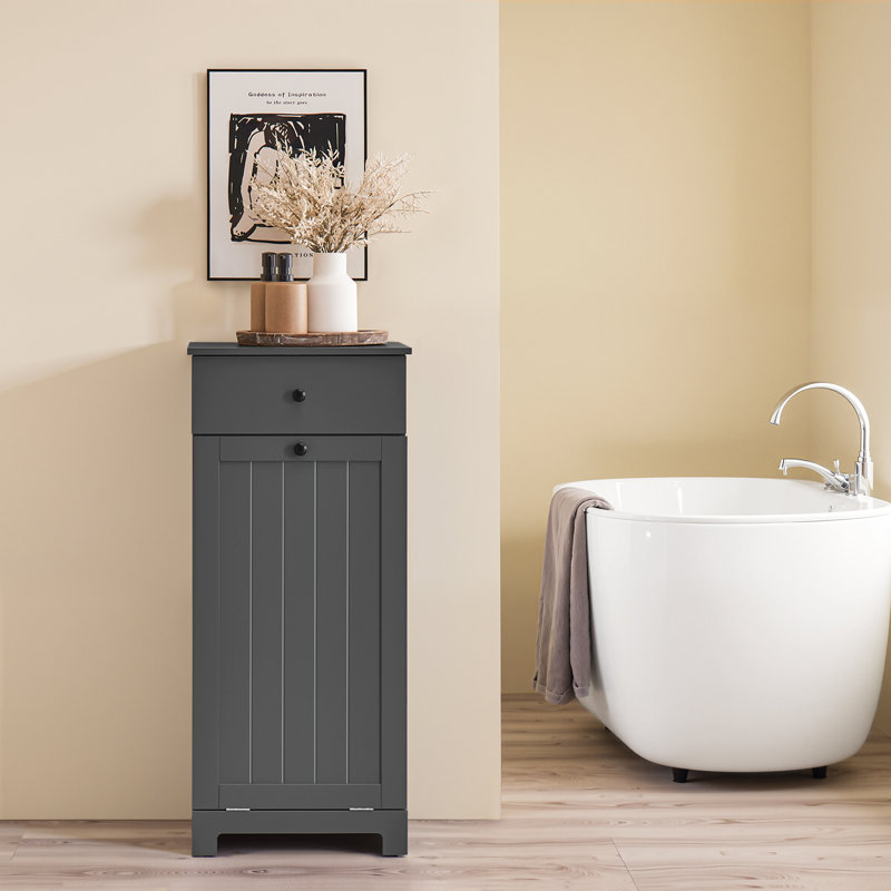 Caela Wood Cabinet Laundry Hamper with Handles