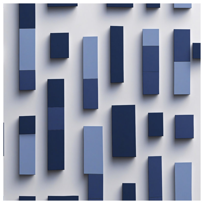Blue Rectangular Blocks Bath Mat, 34in W x 21in L