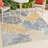 Gryta Coastal Casual Palm Frond Reversible Machine-Washable Cream/Navy Indoor/Outdoor Rug-1299449660