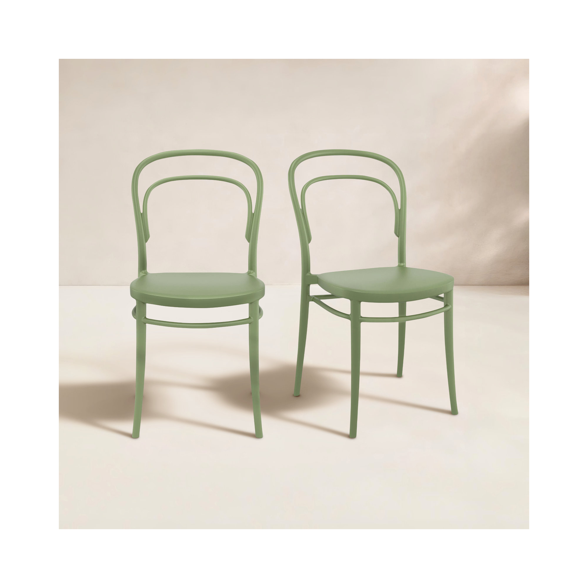 Farrah Stacking Patio Dining Side Chair, Olive Green