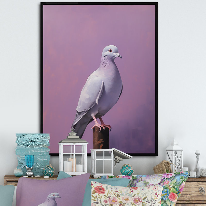 Poli colombe - art mural toile colombe, Cadre flottant noir, 40" H x 30" W