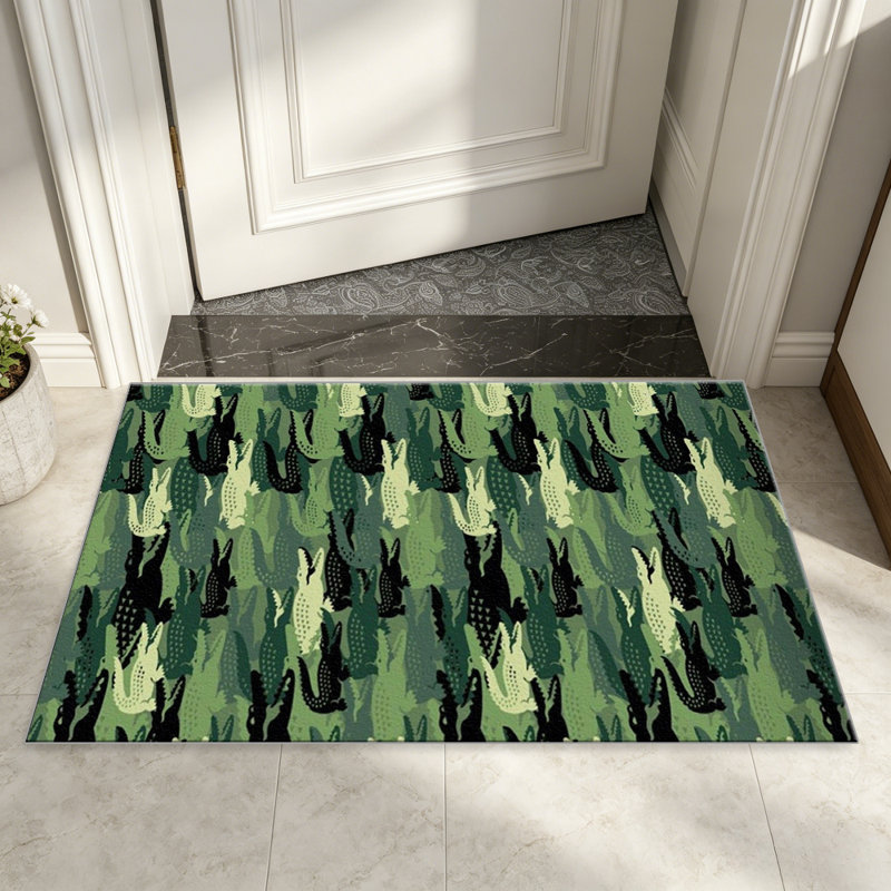 Green Crocodile Print carpet-easy to clean, machine-washable, soft and comfortable; suitable for door mats, kitchens, living rooms, bedrooms, corridors, and laundry areas. Easy to clean, durable carpet for home decoration.