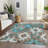 Machine Washable Indoor/Outdoor Xhevrie Teal Rug-1060177611