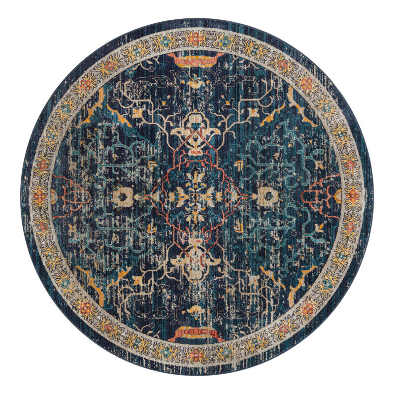 Alkire Floral Indoor Rug, Round 7'
