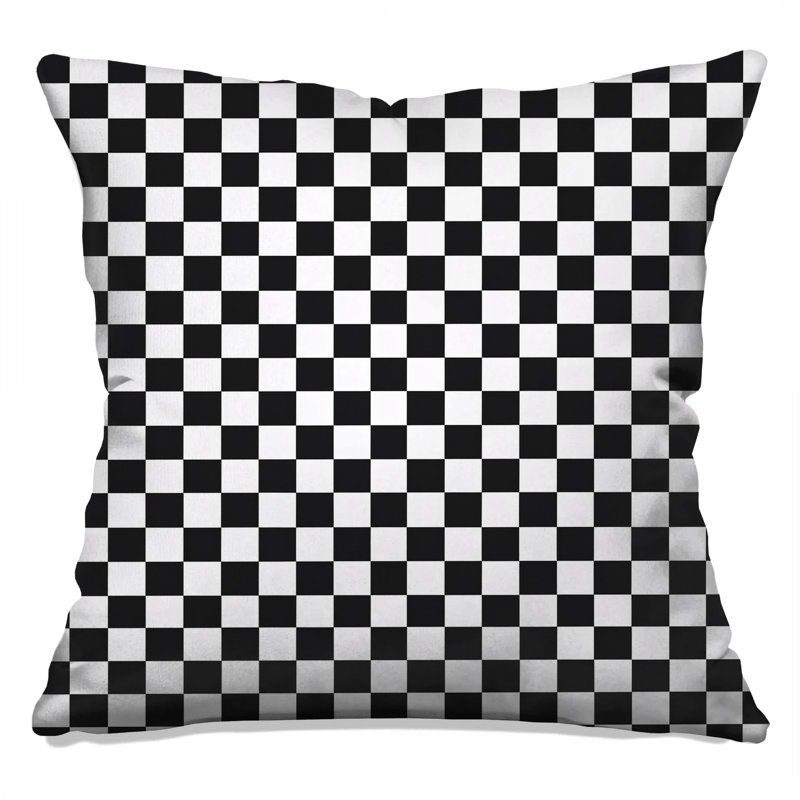 Coussins décoratifs noirs et blancs à carreaux, 20 x 20 pouces