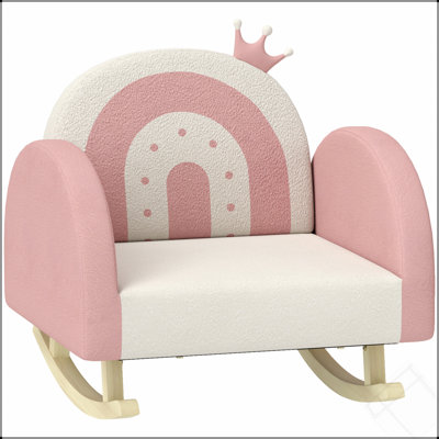 Chaise berçante pour enfants Qabo, fauteuil pour tout-petits Princess Crown, fauteuil à bascule pour enfants avec dossier pour chambre à coucher, salle de jeux