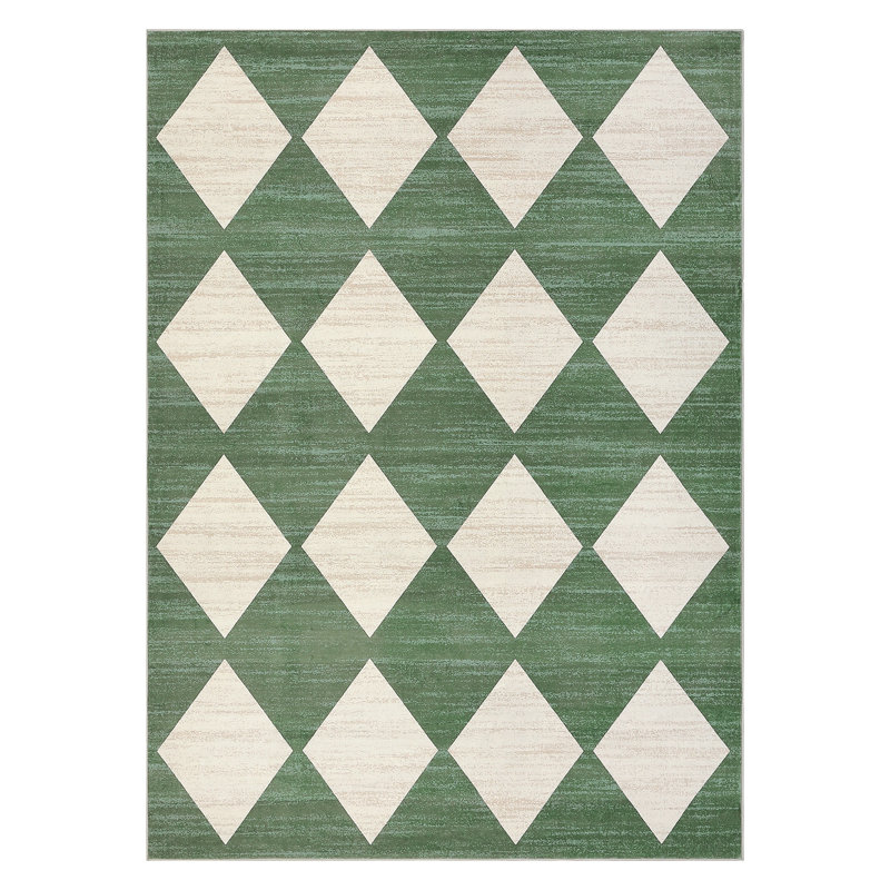 Machine Washable Rugs Distressed Trellis Rug for Living Room Non Slip Stain Resistant Carpet Modern Checkered Farmhouse Floor Cover