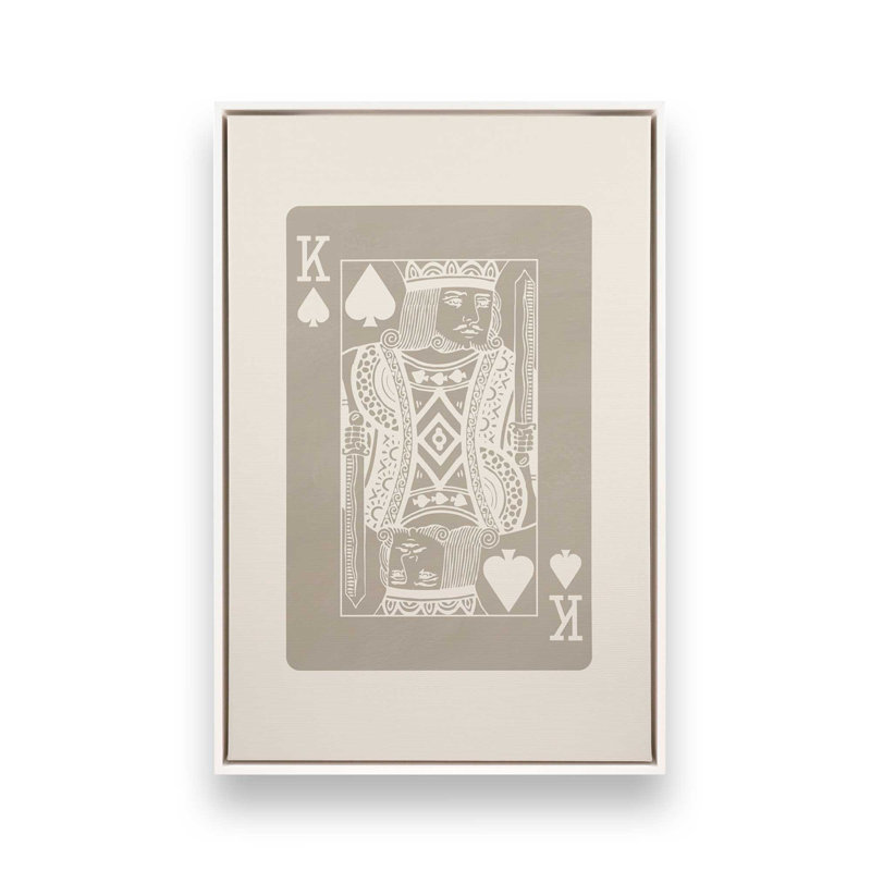 «Beige Queen Card», reproduction sur toile dans un cadre, H 18,75 po x l 12,75 po, Blanc opaque