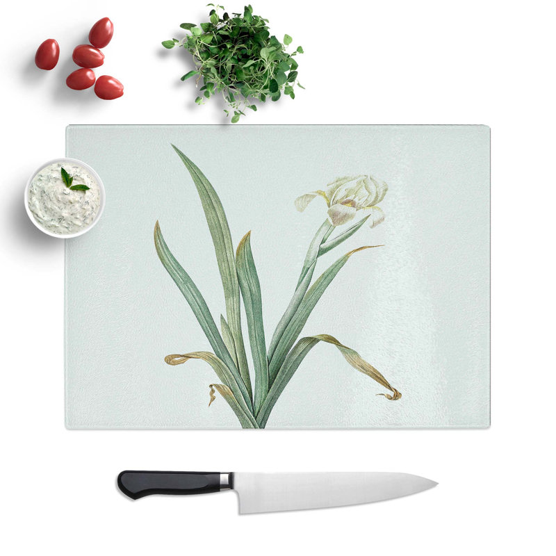 Tempered Glass Crimean Iris Flower Chopping Board, 39 cm W x 28.5 cm L