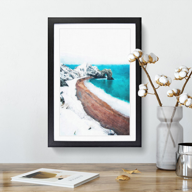 Durdle Door Cliffs In Wareham Abstract - Single Picture Frame Painting on MDF, Black Framed, 33cm H x 24cm W x 2cm D