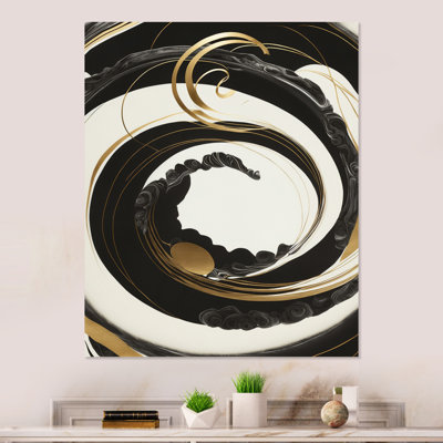 Noir, argent et or mélangeant tourbillons VI - décoration murale moderne en métal