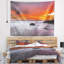 Tapisserie coucher de soleil sur une plage tropicale aux couleurs vives-28508940