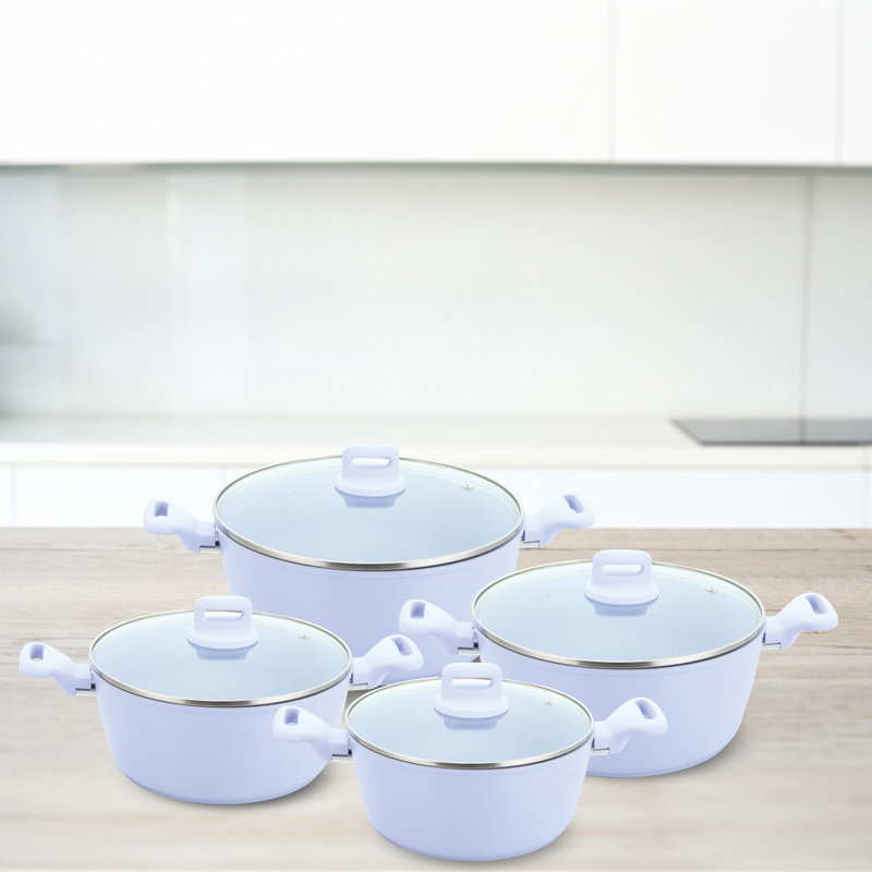 ZOYA 8 - Piece Non-Stick Aluminum Cookware Set, Purple