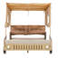 Lit voiture en bois avec toile de plafond, porte-revues et oreiller moelleux de taille Led, flanelle