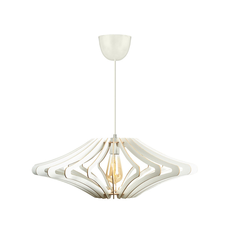Elegant White Chandelier, Scandinavian Design, 22 x 23.2 inches | Adjustable Cable, MDF Body, E27 Socket (Max 40W) | Perfect for Living Room, Dining Room & Entryway, Stylish & Modern Lighting Fixture