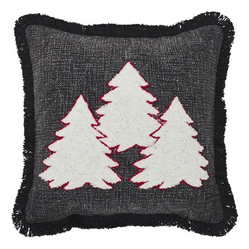 Higher Glory 3 Christmas Trees Black Woven Pillow 12x12