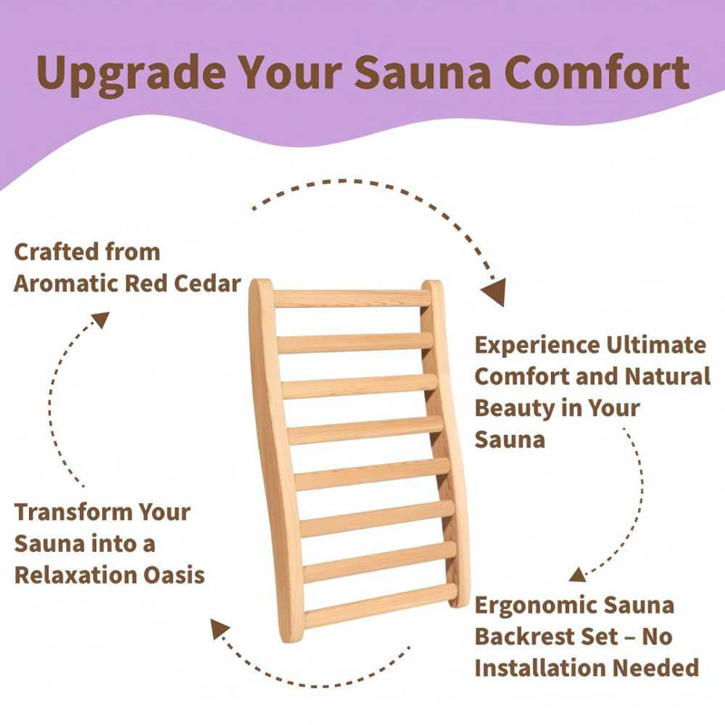 Dossier de qualité supérieure en cèdre rouge avec design ergonomique et support confortable pour les saunas d'intérieur et d'extérieur