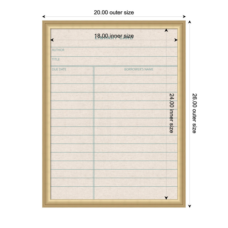 Tableau d'affichage encadré en lin, Doré, H 26 po x L 20 po x P 1,25 po