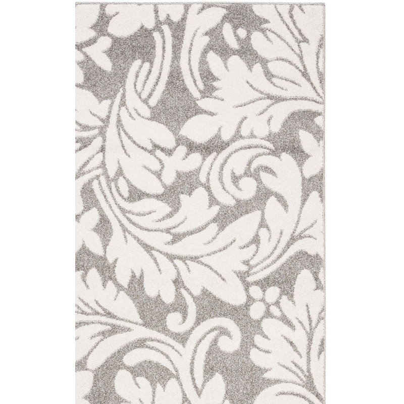 Tapis floral gris foncé / beige Ammundsen, Carré 7 pi