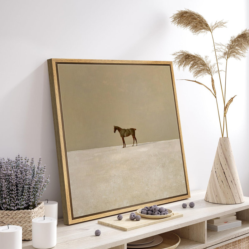 «Lone Horse In Vast», reproduction d'art sur toile, Toile naturelle, H 24 po x l 24 po