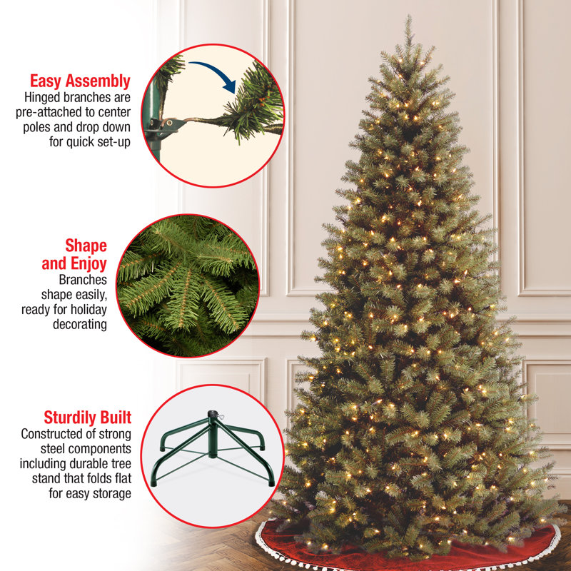 North Valley 72" Green Spruce Artificial Christmas Tree with 400 White Clear Lights with Tree Stand, 6 FT