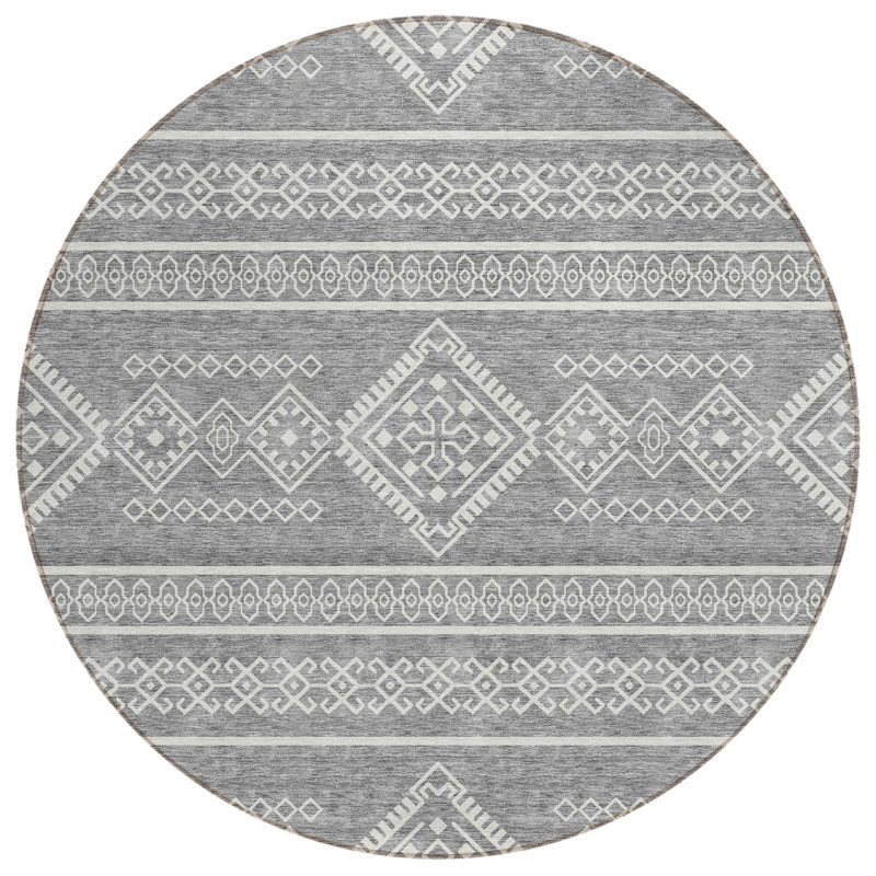 Celeski Washable Southwestern Indoor Rug, Round 8'