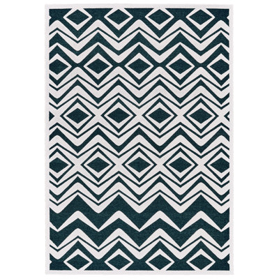Tapis turquoise / blanc Ewald