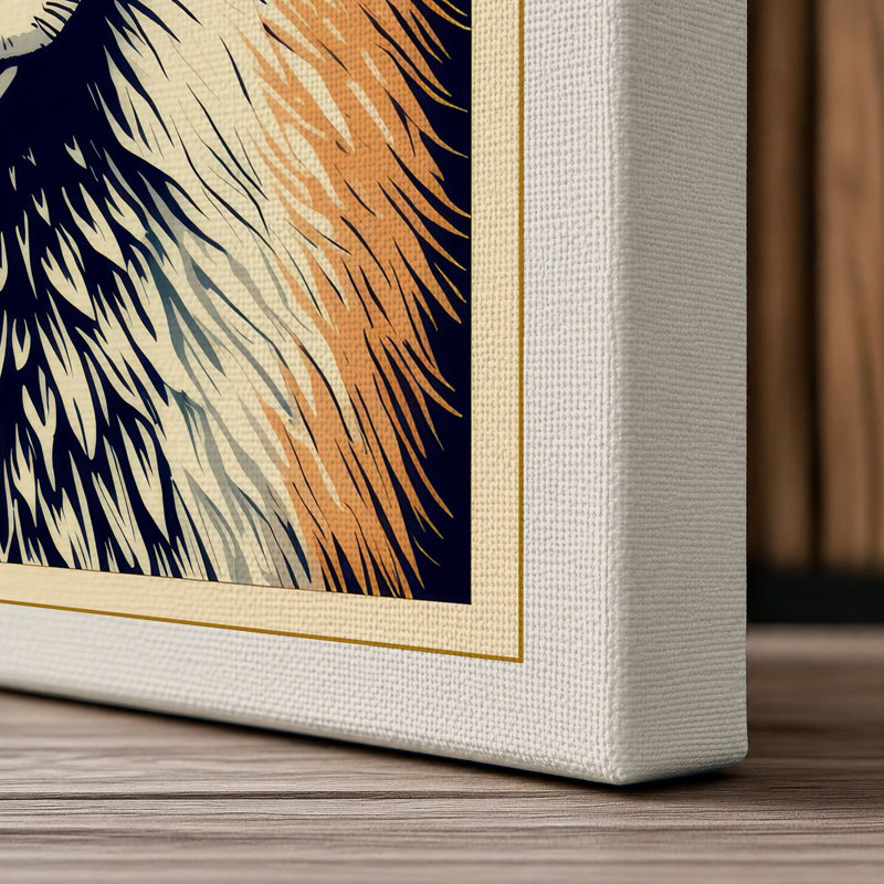 Frontal Fox Boho - Wrapped Canvas, 36x24 - 91.4 x 61.0 cm, Cream Border