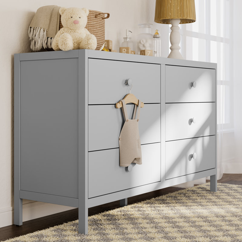 Graco Universal 6 Drawer Double Dresser, Pebble Gray