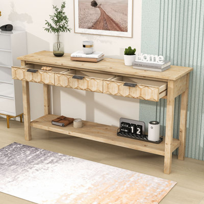 Console Table with 3 Drawers and Solid Fir legs by 17 Stories