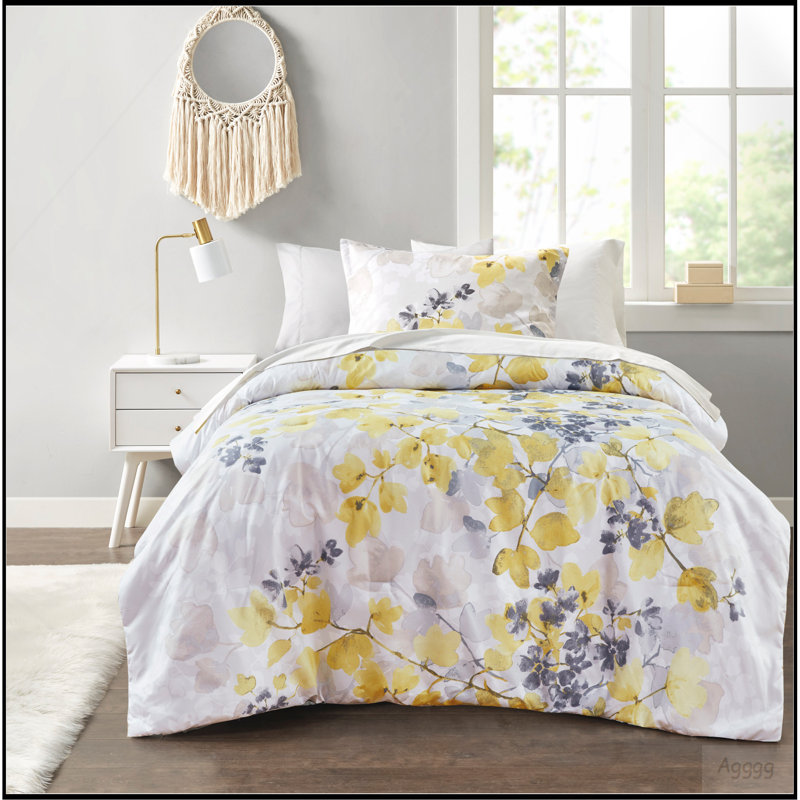 Ensemble d'édredon avec draps jaune simple TG