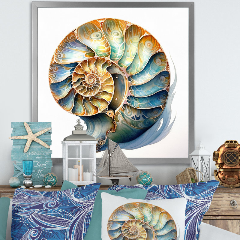 " Seashell Symphony I ", Silver Single Picture Framed, 16" H x 16" W x 1" D