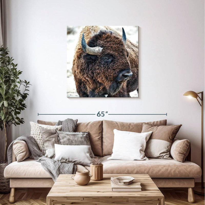 Brampt In The Presence Of Bison, 36" H x 36" W