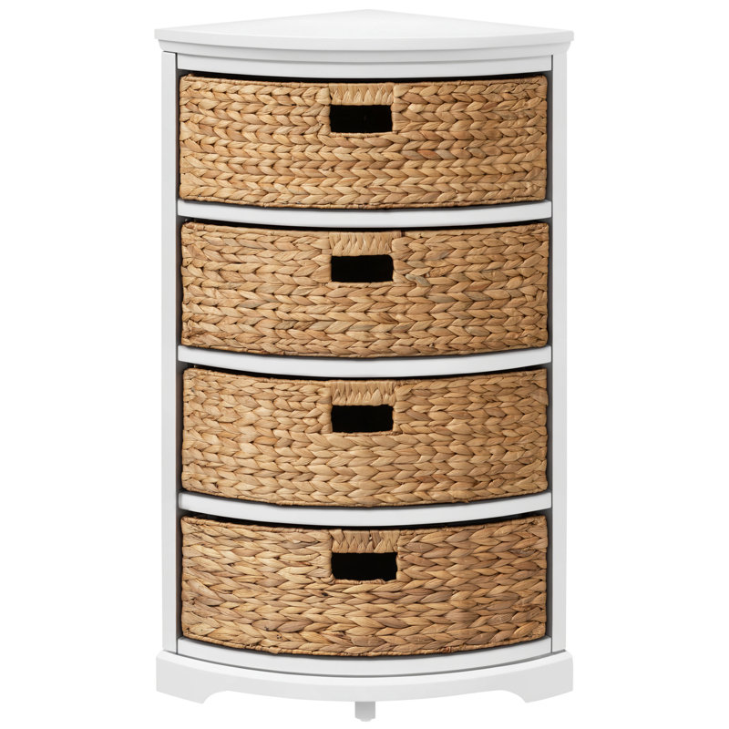 4 tiroirs de rangement en bois massif, Blanc