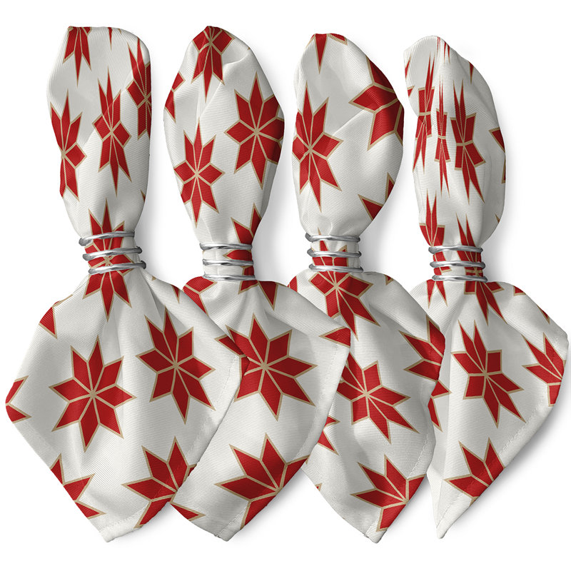 Ensemble de serviettes 4 pièces Noël stars, Rouge