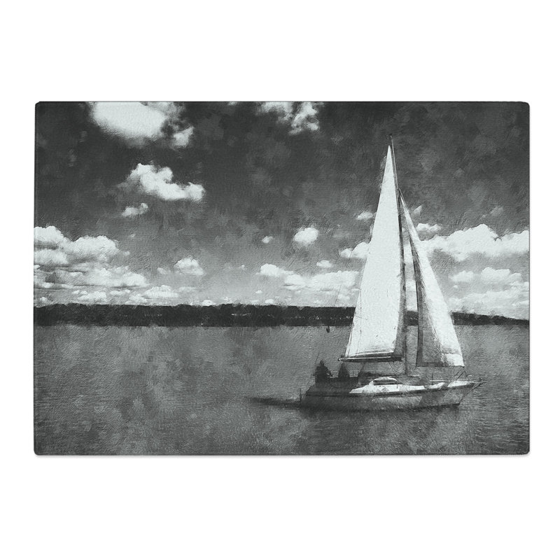Sailing Boat Vol.3 Painting Chopping Board, 0.4cm H x 20cm W x 28.5cm L
