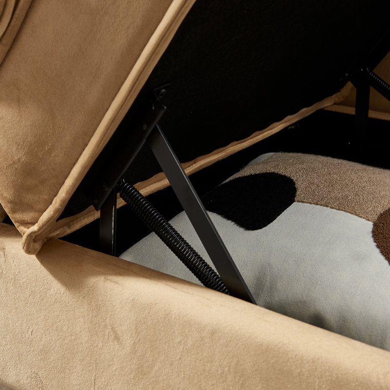 Chaise longue rembourrée Gaurik, Velours kaki