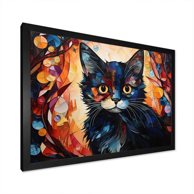 Abstrait Munchkin Marvel Cat Portrait I - décoration murale chat, Cadre simple noir, H 24 po x l 32 po x P 1 po