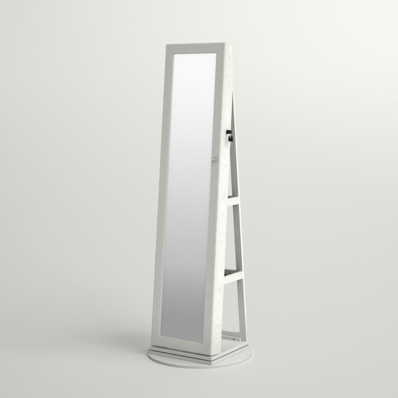Armoire à bijoux avec miroir, Blanc
