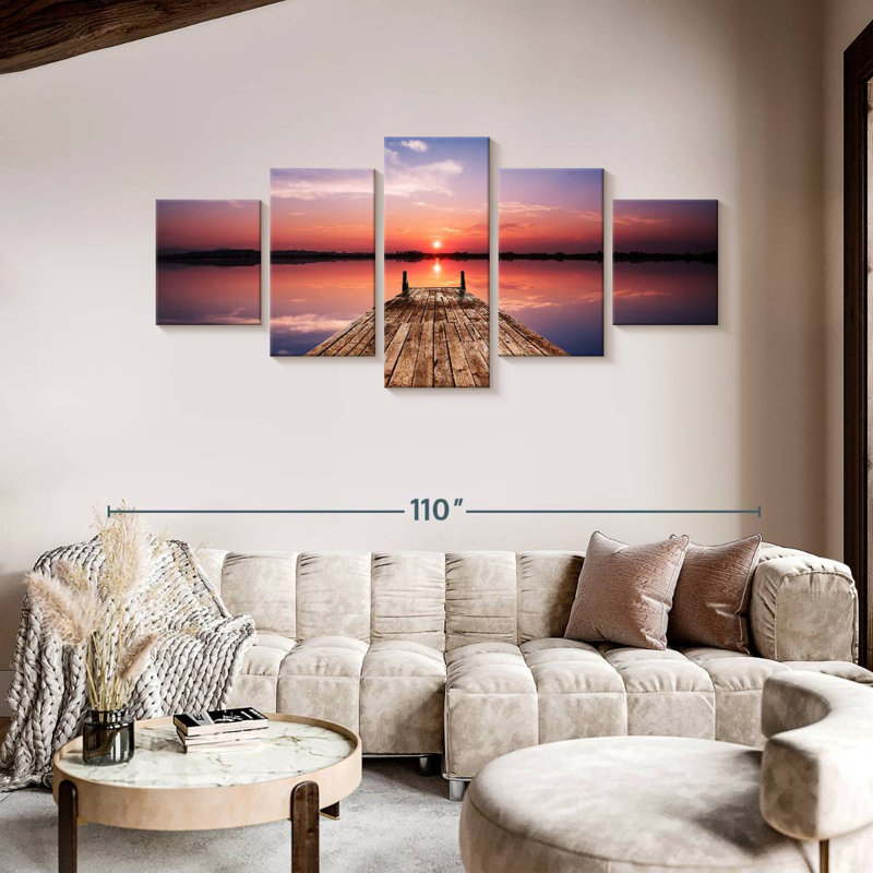 Coucher de soleil au lac Sunset, H 42 po x l 92 po