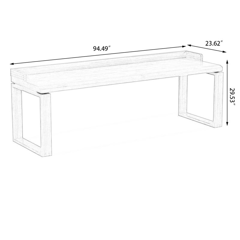 Bureau rectangulaire brun en bois massif, Burlywood, H 29,53 po x l 94,49 po x P 23,62 po