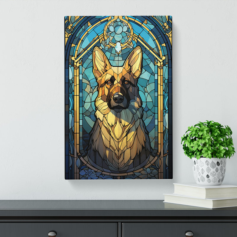 German Shepherd Nouveau - Wrapped Canvas, 60cm H x 40cm W x 3cm D